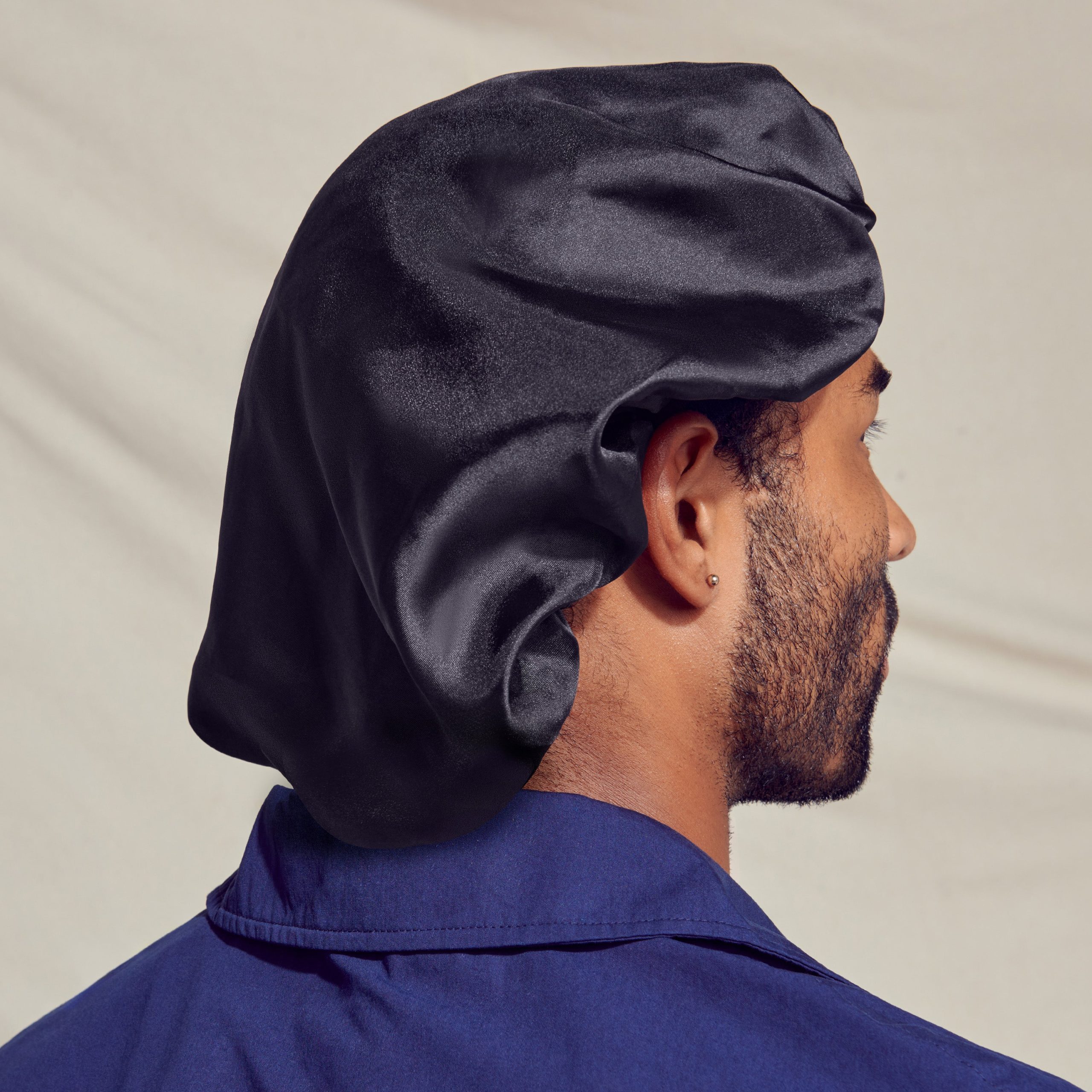 Kiss Colors & Care Silky Satin Double Wear Bonnet Cap - Black | Reversible. Silk Bonnet. Sleep Bonnet. Super Jumbo. Hair Accessories - Image 2