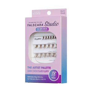 Falscara Studio Lash Palette - Dark Chocolate Fluffy Volume | DIY False Lash Extensions. Medium Glam. Cluster Lash. Wispy Lashes. 18 Wisps. 10mm-14mm