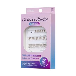 Falscara Studio Lash Palette - Dark Chocolate Light Volume | DIY False Lash Extensions. Full Glam. Cluster Lash. Wispy Lashes. 18 Wisps. 10mm-14mm