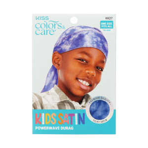 Kiss Colors & Care Kids Satin Premium Silky Powerwave Durag - Tie-Dye | Silk Durag. Wave Cap. One Size. Hair Accessories