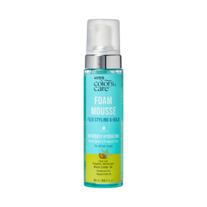 Kiss Colors & Care Foam Mousse | Flex Styling & Hold. Defining Mousse. Styling Mousse. Ideal For All Hair Types. 8.5 oz. Hair Care