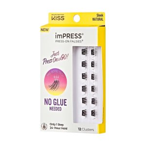 Impress Falsies Pre-Glued False Eyelashes Minipack - Sleek | 12 Lash Clusters. 12mm-14mm