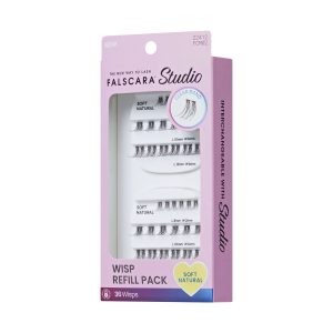 Falscara Studio Mini Refill Pack - Soft Natural | DIY False Lash Extensions. Cluster Lash. Wispy Lashes. 36 Wisps. 8mm-12mm