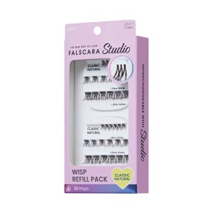 Falscara Studio Mini Refill Pack - Classic Natural | DIY False Lash Extensions. Cluster Lash. Wispy Lashes. 36 Wisps. 8mm-12mm