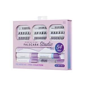 Falscara Studio Lash Extension Kit - Xtra Volume | DIY False Lash Extensions. Full Glam. Cluster Lash. Wispy Lashes. 54 Wisps. 10mm-14mm