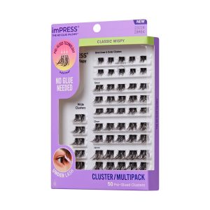 Impress Falsies Pre-Glued False Eyelashes Multipack - Classic Wispy | 50 Lash Clusters. 8mm-14mm