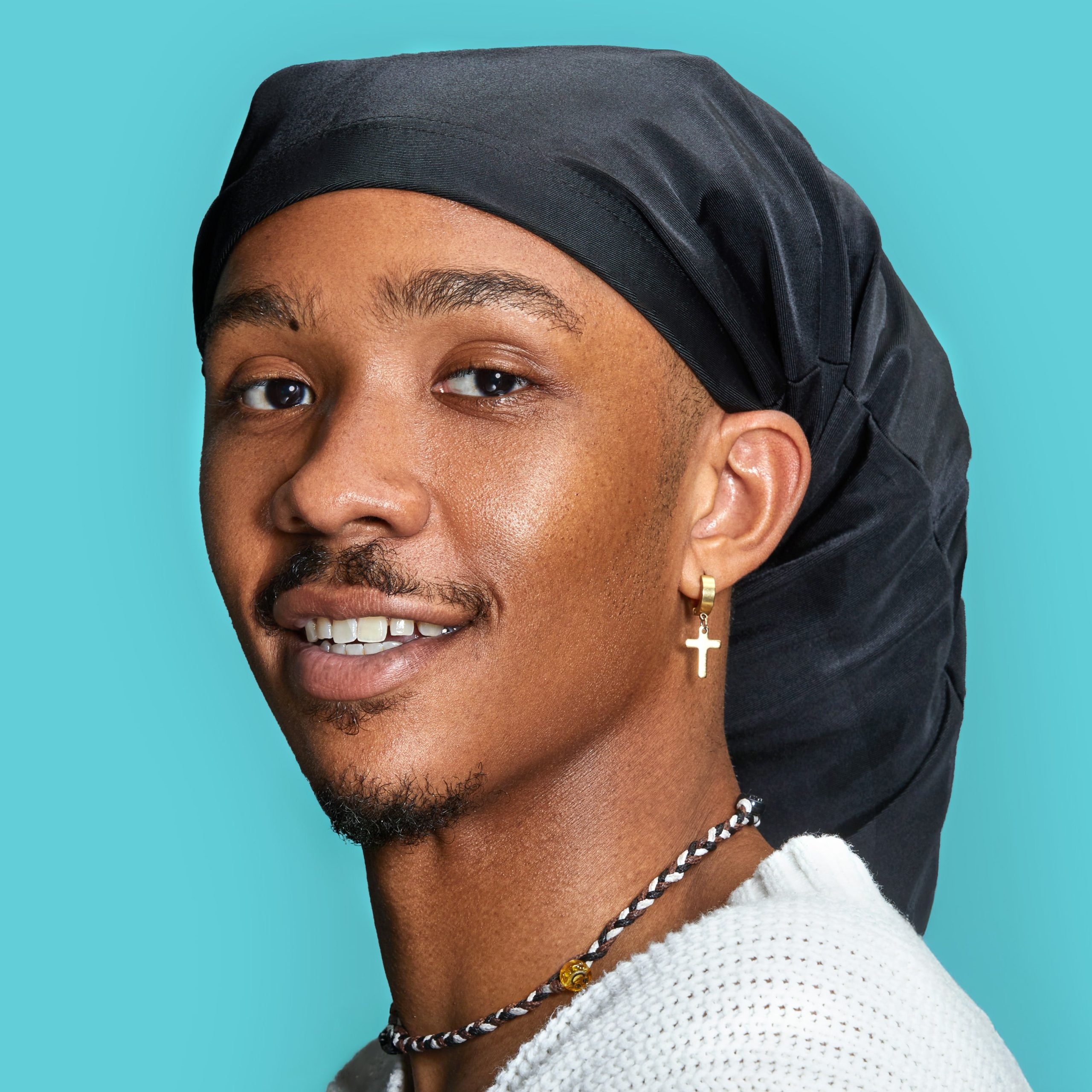 Kiss Colors & Care Silky Spandex Braid/Loc Cap - Black | Silk Bonnet. Sleep Bonnet. Super Jumbo. Hair Accessories - Image 2