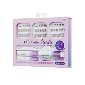 Falscara Studio Lash Extension Kit - Dark Chocolate Volume | DIY False Lash Extensions. Full Glam. Cluster Lash. Wispy Lashes. 54 Wisps. 10mm-14mm
