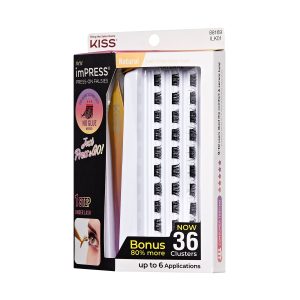Impress Falsies Pre-Glued False Eyelashes Starter Kit - Natural | 36 Lash Clusters. With Applicator. 12mm-14mm