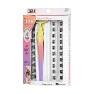 Impress Falsies Pre-Glued False Eyelashes Starter Kit - Natural & Wispy | 50 Lash Clusters. With Applicator. 10mm-14mm