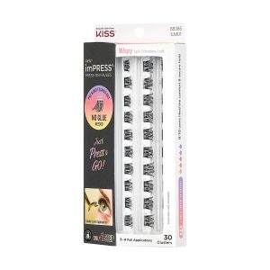 Impress Falsies Pre-Glued False Eyelashes Refills - Wispy | 30 Lash Clusters. 10mm-14mm