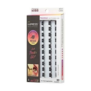 Impress Falsies Pre-Glued False Eyelashes Refills - Voluminous | 30 Lash Clusters. 10mm-14mm