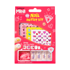 Impress Mini Nail Artist Kit No Glue Fake Press On Nails - Wannabe U | Design. Pink. Kids. Squoval. Manicure