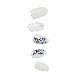 Impress Design No Glue Fake Press On Nails - Dazzle | Design. White. Medium. Almond. Manicure