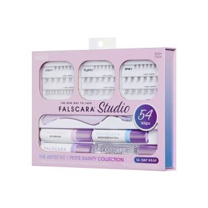 Falscara Studio Lash Extension Kit - Petite Dainty Wispy | DIY False Lash Extensions. Light Glam. Cluster Lash. Wispy Lashes. 54 Wisps. 8mm-12mm