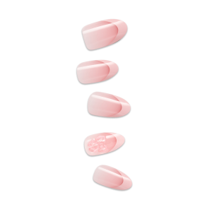 Impress Design No Glue Fake Press On Nails - Glow Muse | 3D & Jewel French Design. Pink. Medium. Coffin. Manicure