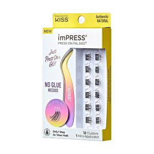 Impress Falsies Pre-Glued False Eyelashes Minipack- Authentic | 12 Lash Clusters. With Mini Applicator. 12mm-14mm