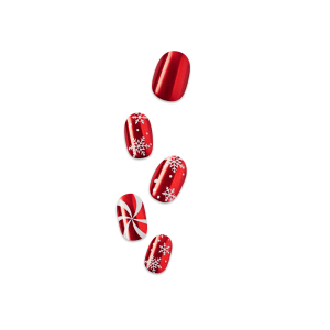 Impress Holiday Design No Glue Fake Press On Nails - Merry n Bright | Design. Red. Short. Oval. Manicure