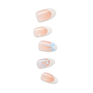 Impress Design No Glue Fake Press On Nails - Aura | French Design. White. Medium. Almond. Manicure