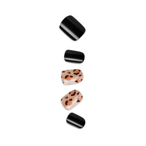Impress Design No Glue Fake Press On Nails - Romantique | Design. Black. Short. Squoval. Manicure