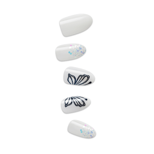 Impress Design No Glue Fake Press On Nails - Beautified | Design. White. Medium. Almond. Manicure