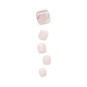 Impress Design No Glue Fake Press On Toenails - Is This Love | Design. Pink & White. Short. Squoval. Pedicure