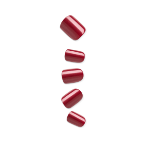 Impress Color No Glue Fake Press On Nails - Red Velvet | Solid. Red. Short. Squoval. Manicure